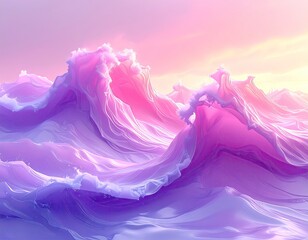 Ethereal pastel waves undulate with soft light under a gentle sky.