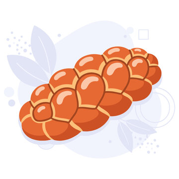 Traditional challah bread illustration with glazing detail