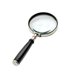 Magnifying Glass with Black Handle Isolated on Transparent Background