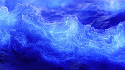 Abstract Glowing Blue Coating with Wave-Like Bioluminescence