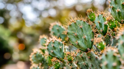 Close Up of Prickly Cactus Growing in Nature's Sunlight