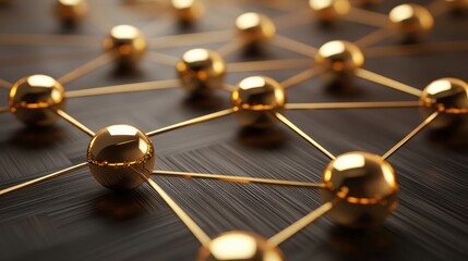 Abstract Network of Golden Spheres Interlocking on a Dark Surface