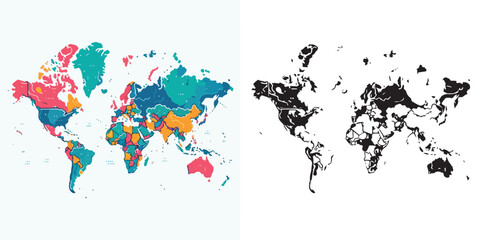 Obraz premium World map silhouette vector set design