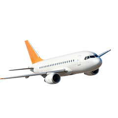Obraz premium White passenger jet with orange tail isolated