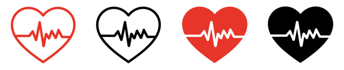 heart pulse icon cardiogram set