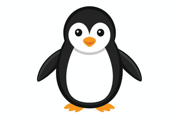 Obraz premium Penguin Character Holding a Small Blue Fish, Antarctic Predator Illustration Isolated on White Background