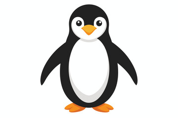 Cute Baby Penguin Illustration in Flat Vector Style, Adorable Antarctic Bird Character Isolated on White for Creative Layouts