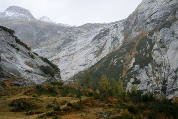 View of landscape furi mountain in autumn season from cable car in zermatt, swiss