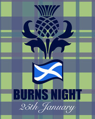 Robert Burns Night 25th January Scottish heritage festival. Vector vintage illustration