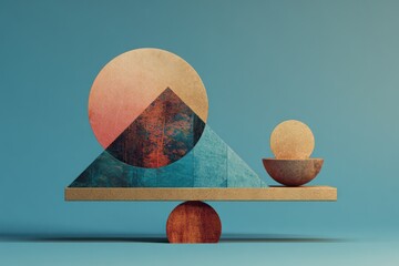 Abstract representation of balance between structure and freedom, off-center geometry, creative entrepreneurship metaphor