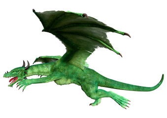 Fototapeta premium 3D Rendering Fairy Tale Dragon on White