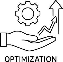 hand optimization technology tool gear icon sign, symbol, vector, art
