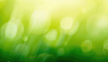 Obraz premium Vibrant Green Gradient Spring Background with Yellow Bokeh Highlights - Serene Abstract Field of Growth and Renewal
