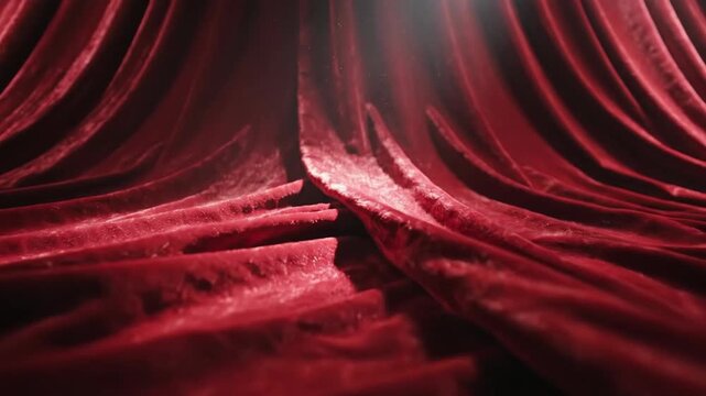 Abstract red velvet curtains background with light and shadow