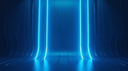 Abstract Futuristic Blue Background with Vertical Light Panels, Modern Blue Abstract Background with Glowing Vertical Lines