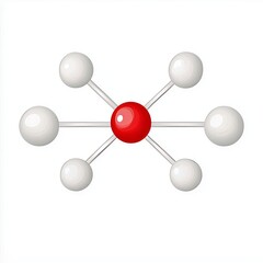Fototapeta premium Detailed Chemistry Model Display Featuring White Spheres and a Red Central Atom for Educational Use