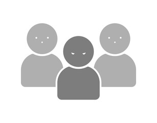 1人の人物が怖い顔をしている3人組のアイコン - 悪人や犯人、犯罪者･スパイのイメージイラスト