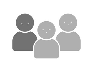 1人の人物が怖い顔をしている3人組のアイコン - 悪人や犯人、犯罪者･スパイのイメージイラスト