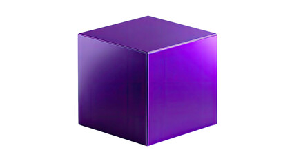 A 3D render of a glossy purple cube against a black background