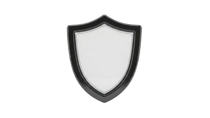 Glossy Black Shield Emblem on White Background