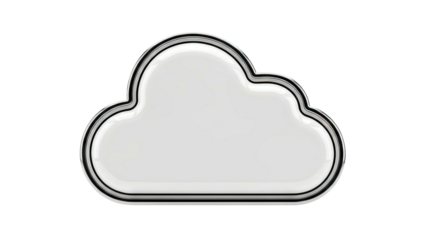 Glossy Cloud Icon with Chrome Border