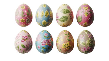 Easter eggs isolated on transparent background colorful decorated easter eggs