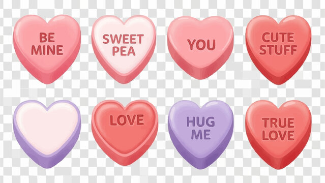Assorted Heart Shaped Candy Conversation Hearts with Messages.