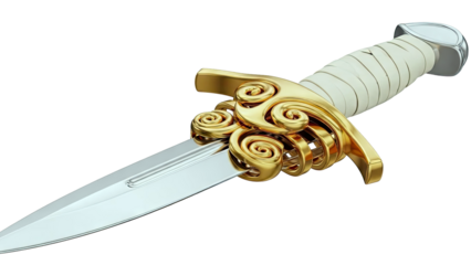 Ornate Gold and Silver Dagger with Scrollwork Guard