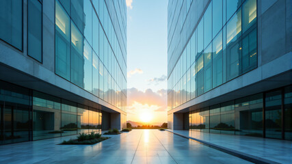 Modern Glass Office Buildings