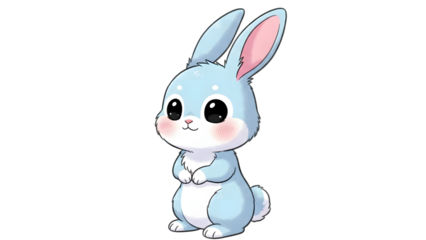 Cute easter bunny isolated on transparent background smiling and ready for easter celebrations