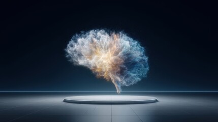 Abstract Representation of Human Brain with Colorful Smoke Effects