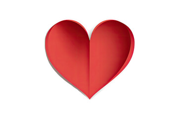A vibrant, folded red heart shape with a white outline against a stark black background