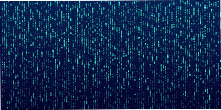 Abstract digital rain background with glowing green code cascading down a dark screen