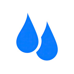 Two vibrant blue water droplets overlapping on a stark black background. Simple, minimalist design