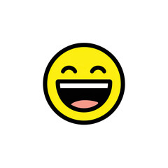 Fototapeta premium A yellow, smiling face on a black background, representing joy and happiness