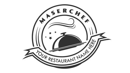 Restaurant logo template with chef hat and steam