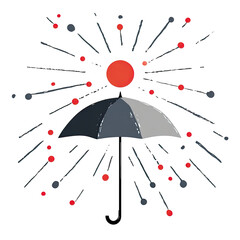 Graphic with a central umbrella shielding from radiating elements