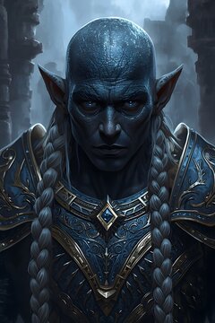 Dark elf warrior portrait