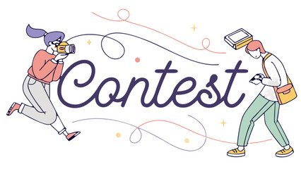 Illustration of people running to contest, competition concept