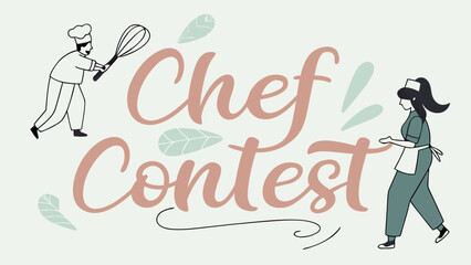 Illustration of chef contest with cartoon characters
