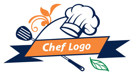 Chef logo design with hat and utensils