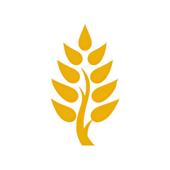 Golden-yellow stylized sheaf of wheat against a stark black background