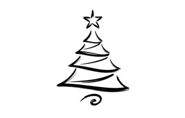 Stark black composition; subtly rendered, abstract shapes suggest a tree, capturing a dramatic silhouette