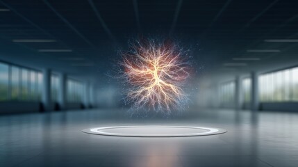 Glowing Energy Burst in Futuristic Empty Space Environment