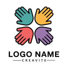 Fototapeta premium Colorful hands forming a circle with logo text and transparent background graphic symbol