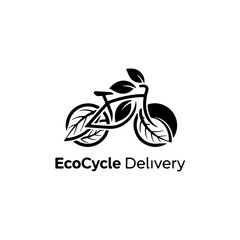 Fototapeta premium A stylized bicycle logo made from leaves, symbolizing an eco-friendly delivery service.