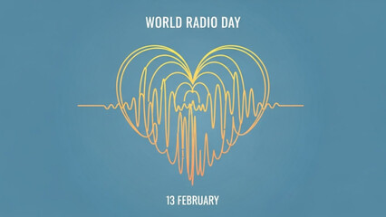 World Radio Day heart shape with sound waves celebrating broadcast and communication on February 13th a conceptual vector illustration