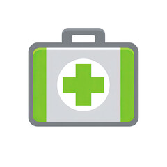 Obraz premium A stylized first-aid kit with a prominent green cross symbol, against a stark black backdrop