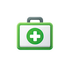 Obraz premium A medical kit rendered in a vivid green, bearing a white cross