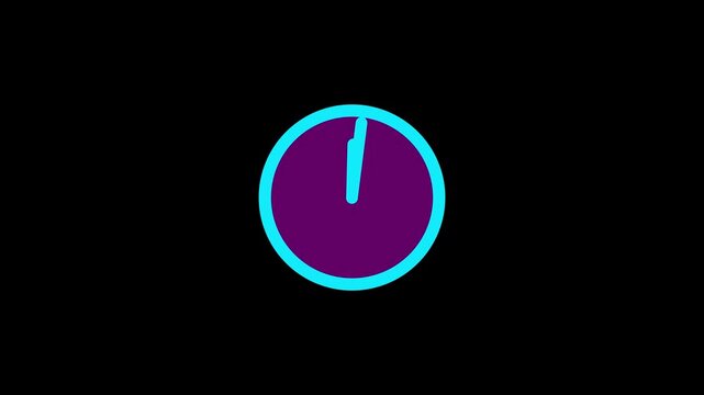 Round wall clock animation The timer counts down the time, Clock icon flat style and 24 hours timer clock animation, 4k video